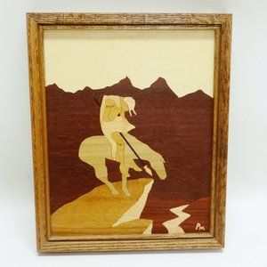 UNSIGNED FRAMED WOOD ON WOOD PICTURE ~ Unique, One-of-a-Kind